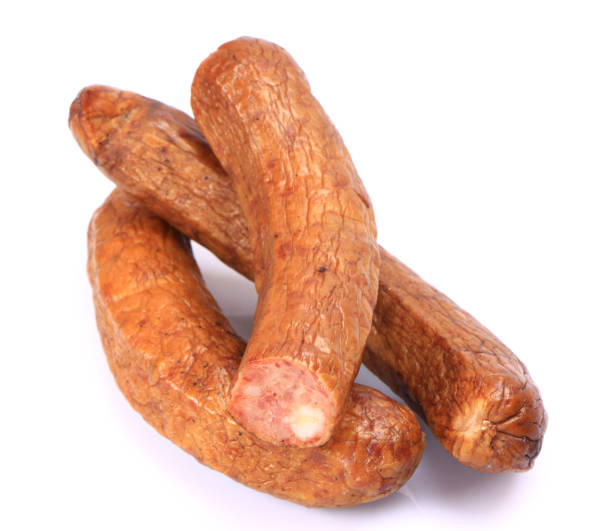 istock Grilled sausages   on the white background 699848998