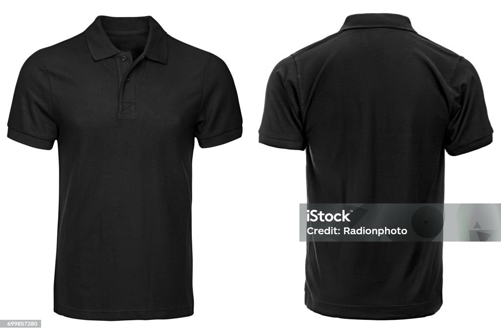 Black Polo shirt, clothes Black Polo shirt, clothes on isolated white background Polo Shirt Stock Photo