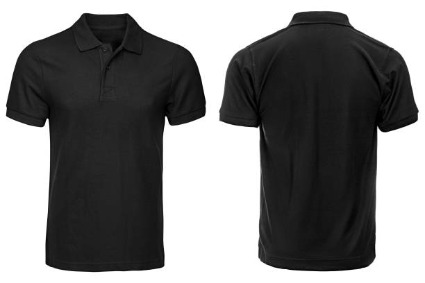 Black Polo shirt, clothes Black Polo shirt, clothes on isolated white background polo shirt stock pictures, royalty-free photos & images