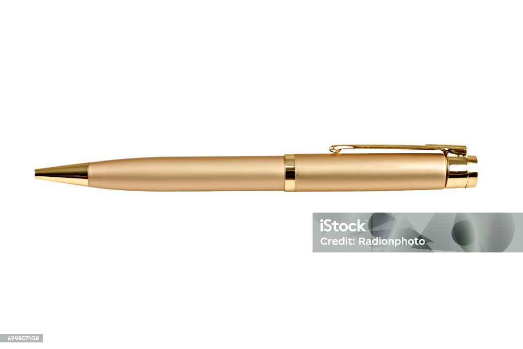 Gold business pen Gold business pen isolated on white background Pen Stock Photo