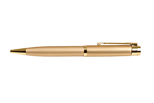 Gold business pen Gold business pen isolated on white background ballpoint pen photos stock pictures, royalty-free photos & images