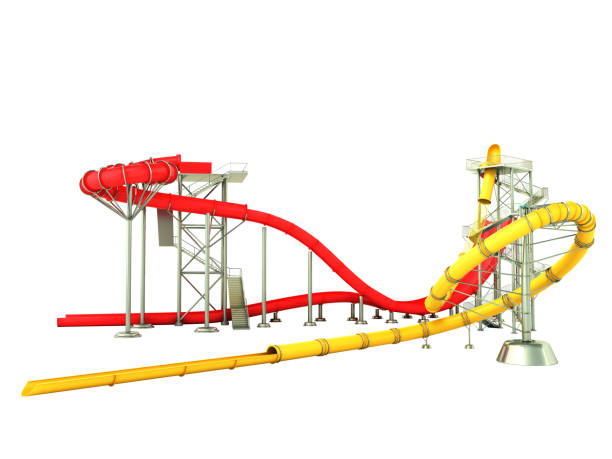 istock Water park water attraction perspective 3d render on white background 699861188