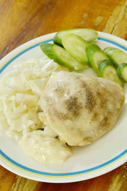 istock steamed chicken thigh dressing salt and pepper dipping with mayonnaise 699863120