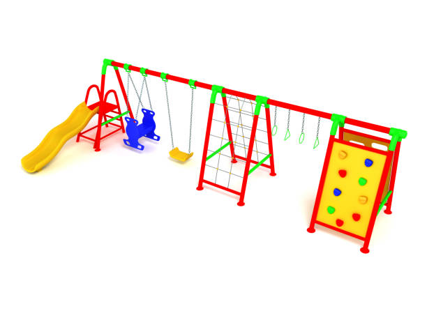 istock Children's motley playground green 3d render on a gray background 699863160
