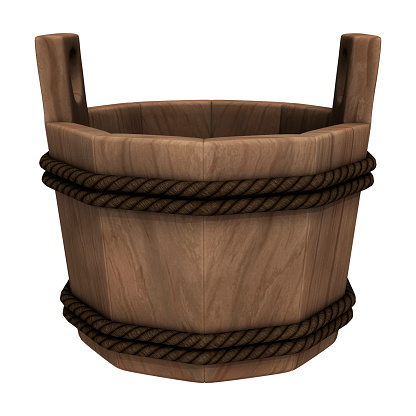 3D digital render of an old wooden well isolated on white background
