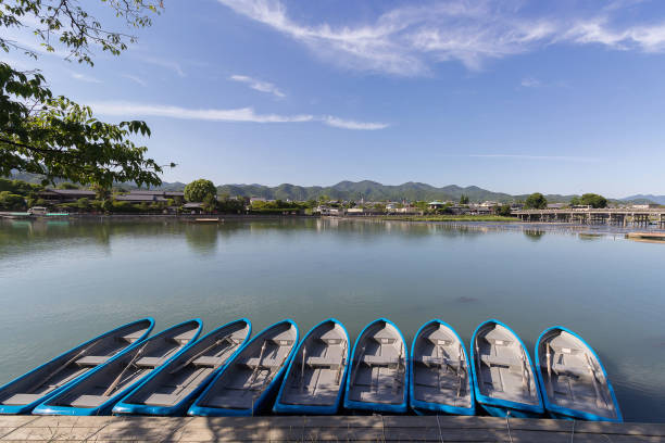 istock Ships at Togetsukyo Bridge or Moon Crossing Bridge 699878616