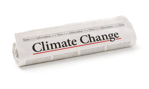 en periódico con el título cambio climático - articles magazine global communications data fotografías e imágenes de stock