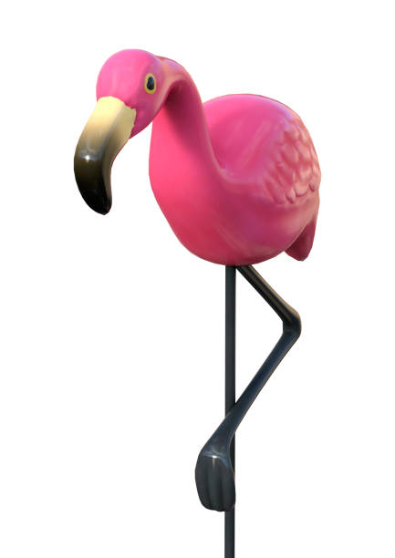 flamant rose sur blanc de rendu 3d - plastic flamingo photos et images de collection