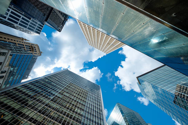 istock Modern skyscrapers shot with perspective 699914896