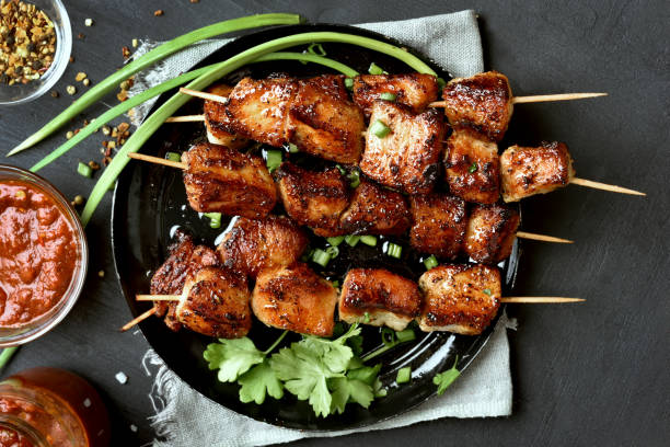 istock Grilled pork skewers 699961158