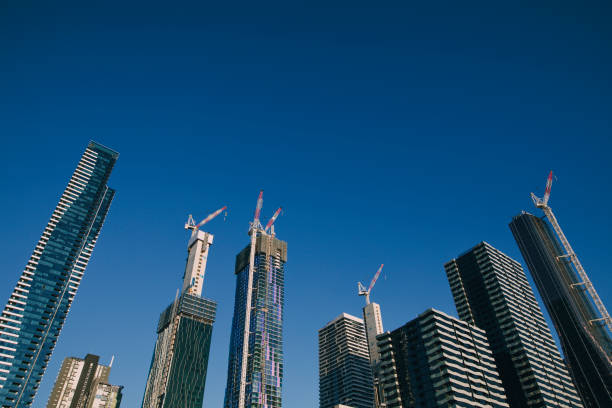 rascacielos de australia - melbourne day city skyline fotografías e imágenes de stock