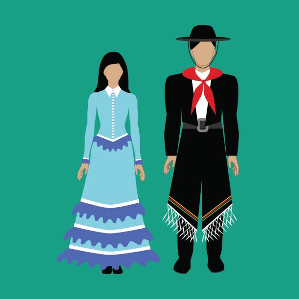 ilustrações, clipart, desenhos animados e ícones de traje nacional argentina gaúcho - traditional clothing