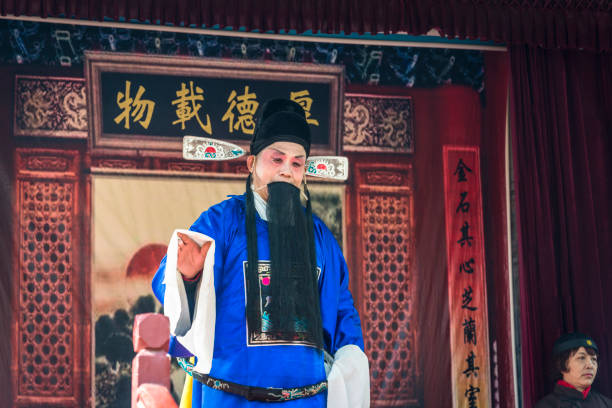 Traditional singer with false beard, Kong Family Mansion (Kong Fu), Qufu, the hometown of Confucius, Shandong province, China