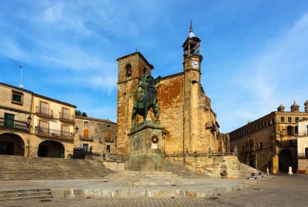 Plaza Mayor at Trujillo Plaza Mayor at Trujillo. Spain francisco pizarro stock pictures, royalty-free photos & images