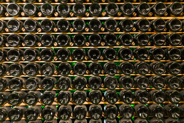 istock Background with many glass bottles 700084690