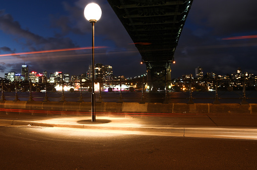 A view of north Sydney under the harbor Bridge