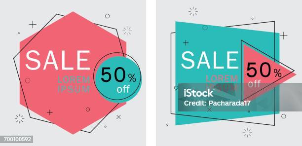 Flat Geometric Vector Bannerstrendy Abstract Background Stock Illustration - Download Image Now