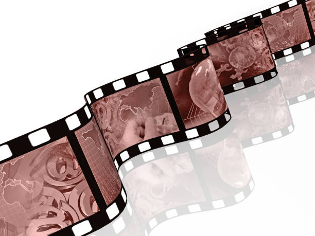 istock Film roll with sepia pictures 700110222
