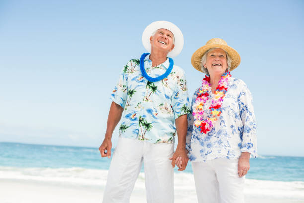 istock Senior couple holding hands on the beach 700132832
