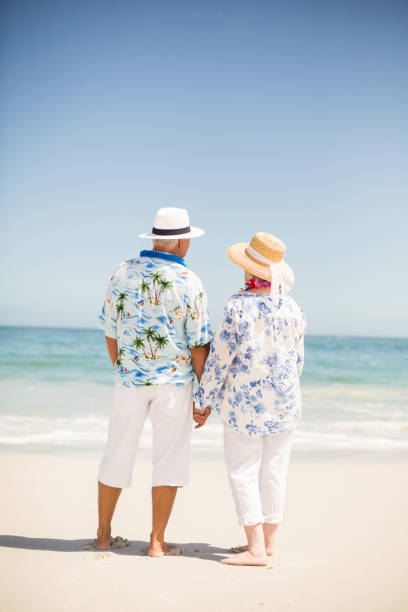 istock Senior couple holding hands on the beach 700135010