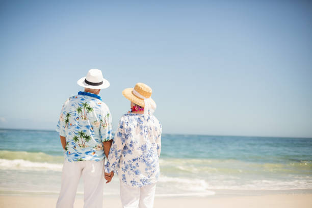 istock Senior couple holding hands on the beach 700135606
