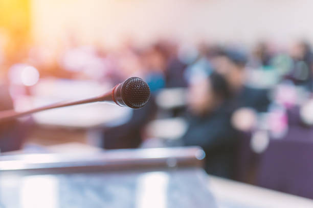 istock Microphone in meeting room for a conference 700146748
