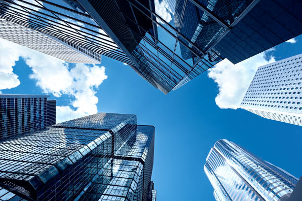 istock Modern skyscrapers shot with perspective 700154928
