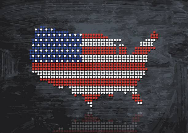 USA dotted grunge map on dark background Hires JPEG and EPS10 file included. rasterized stock illustrations