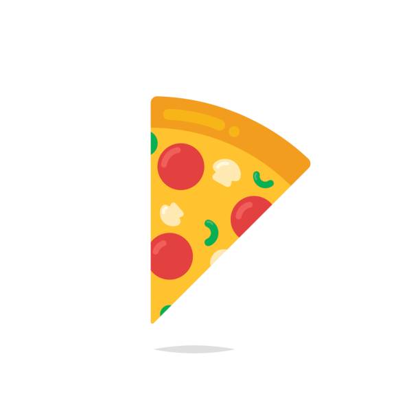 illustrazioni stock, clip art, cartoni animati e icone di tendenza di vettore icona fetta di pizza - mozzarella
