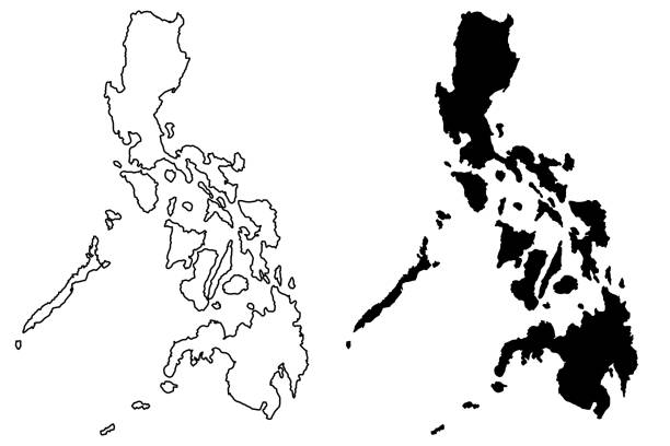 필리핀 지도 벡터 - philippines stock illustrations