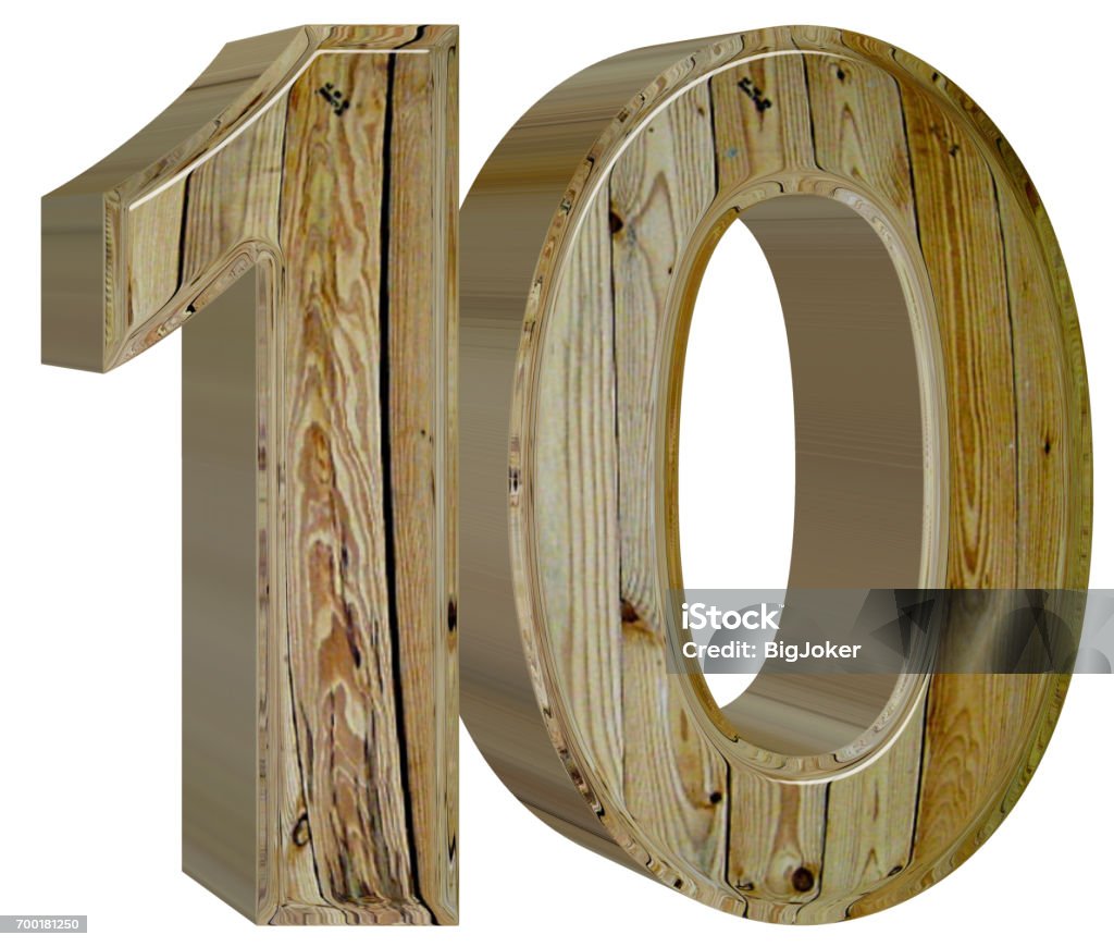Numeral 10 Ten Isolated On White Background 3d Render Stock Photo