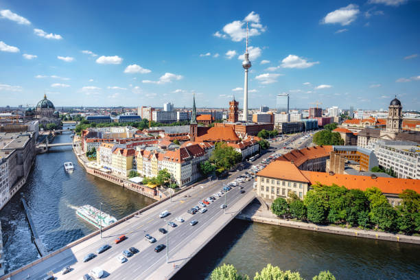 istock aerial view on central berlin with Tv-Tower and river 700185050