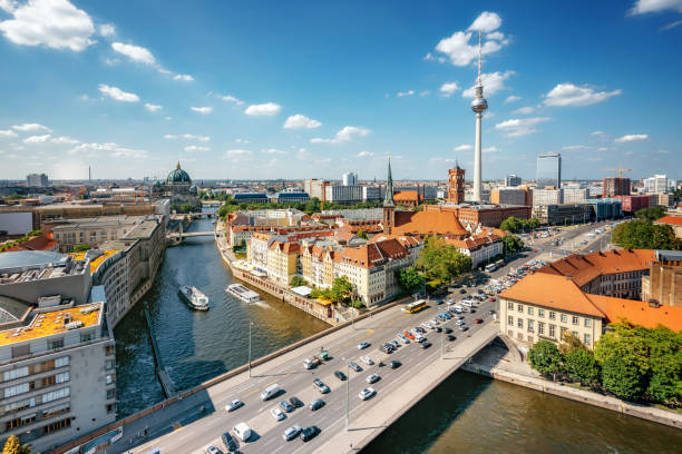 istock aerial view on central berlin with Tv-Tower and river Spree 700189578