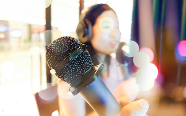 istock Woman singing in a small bar room 700194356