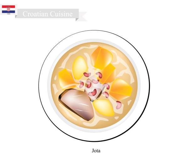 ilustrações de stock, clip art, desenhos animados e ícones de jota or istrian stew, national dish of croatia - indochina soup flag national flag