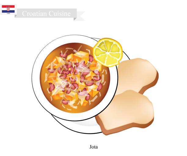 ilustrações de stock, clip art, desenhos animados e ícones de jota or istrian stew, national dish of croatia - indochina soup flag national flag