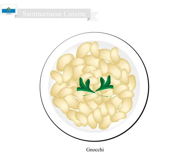 Vector illustration of Gnocchi, A Famous Dish in San Marino