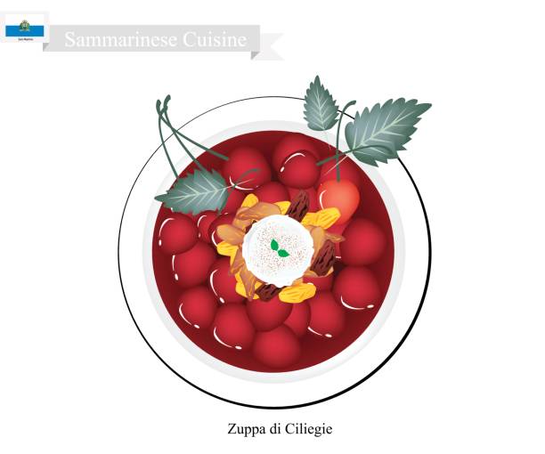 zuppa di ciliegie lub sammarinese zimna zupa wiśniowa - indochina soup flag national flag stock illustrations