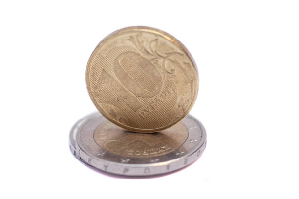 istock euro end ruble coins isolated on white background 700208206