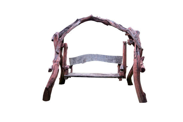 Wooden swing in garden