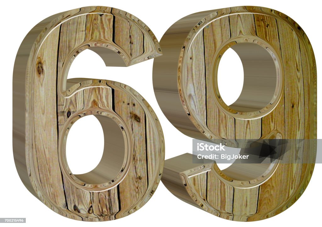 Numeral 69, sesenta nueve, aislado sobre fondo blanco, render 3d - Foto de stock de Aniversario libre de derechos