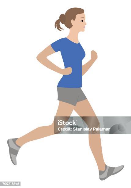 Running Girl Stock Illustration - Download Image Now - Active Lifestyle, Adult, Adults Only