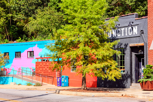 The reutilized warehouses in the River Arts District of Asheville NC, USA