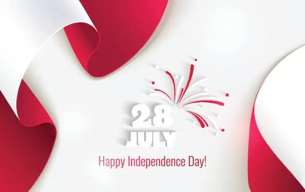Vector illustration of 28 july. Peru Happy Independence Day greeting card.