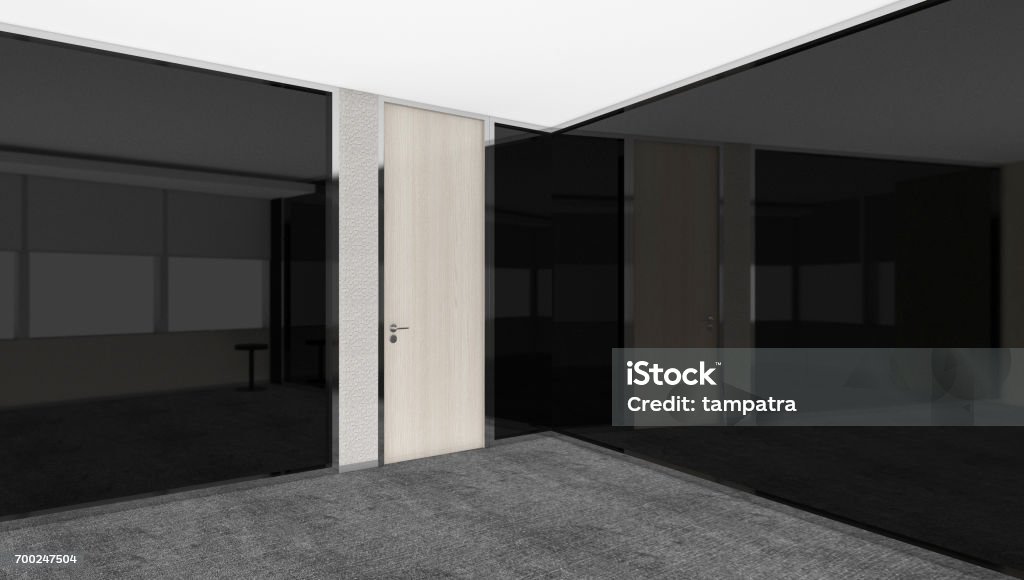 Empty Rendered Room Modern Empty Room 3d Render Interior Design Mock Up Illustration Stock ...