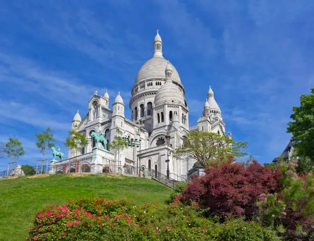 Basilica of the Sacred Heart of Paris, commonly known as Sacre-Cœur Basilica at the Montmartre in Paris, France