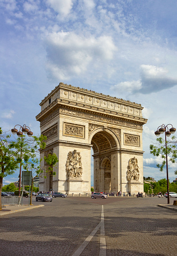 Triumphal Arch of the Star (Arc de Triomphe de l'Etoile) in Paris, France