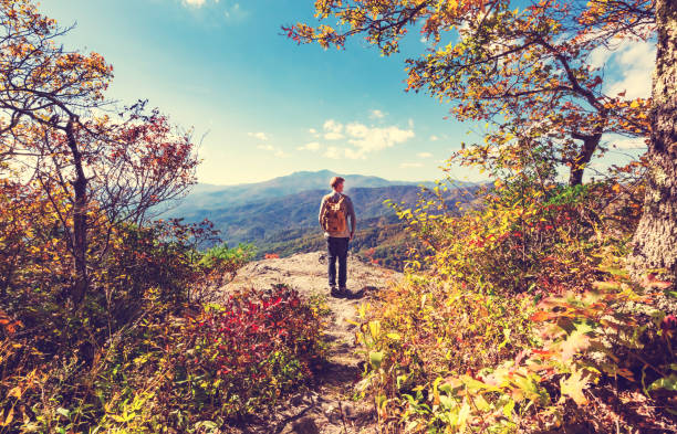 istock Man walking on the edge of a cliff 700257152