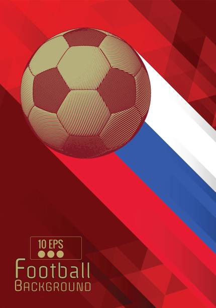 гравировка футбол графический макет с цветной полосой на красном bg - national league stock illustrations