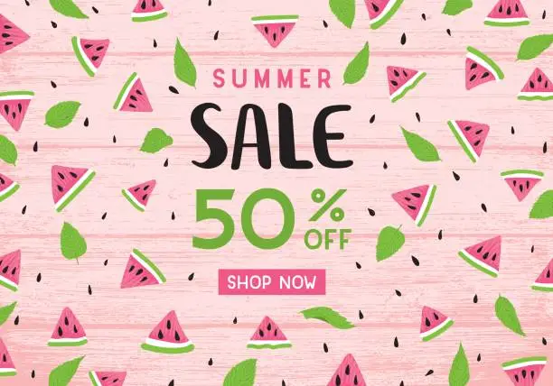 Vector illustration of Summer sale watermelon banner